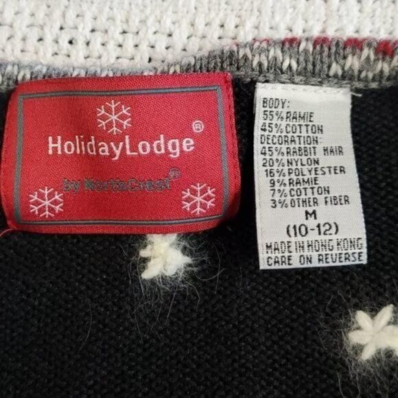 Northcrest Holiday Lodge Black Embroidered Full Zip Embellished LS Sz M Sweater - Picture 2 of 8